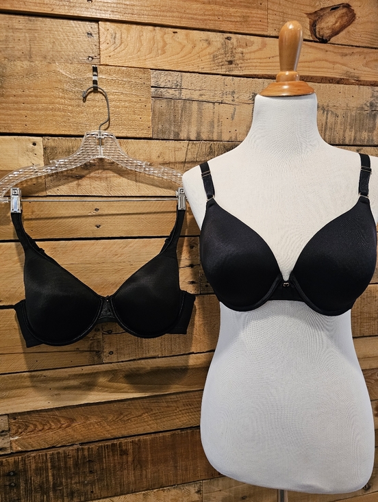Vanity Fair Other - Set Of 2 Vanity Fair Black Satin Lightly Padded Underwire T-shirt Bras Size 38D
